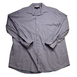 Tattersall SOHO Shirt Mens 17 32/33 Blue Long Sleeve Button Up Casual